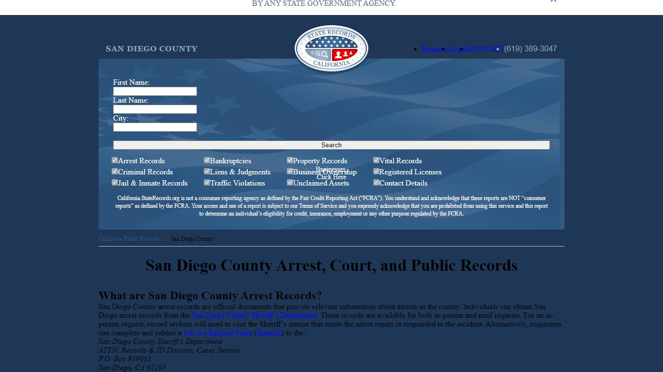 San Diego County Arrest, Court, and Public Records