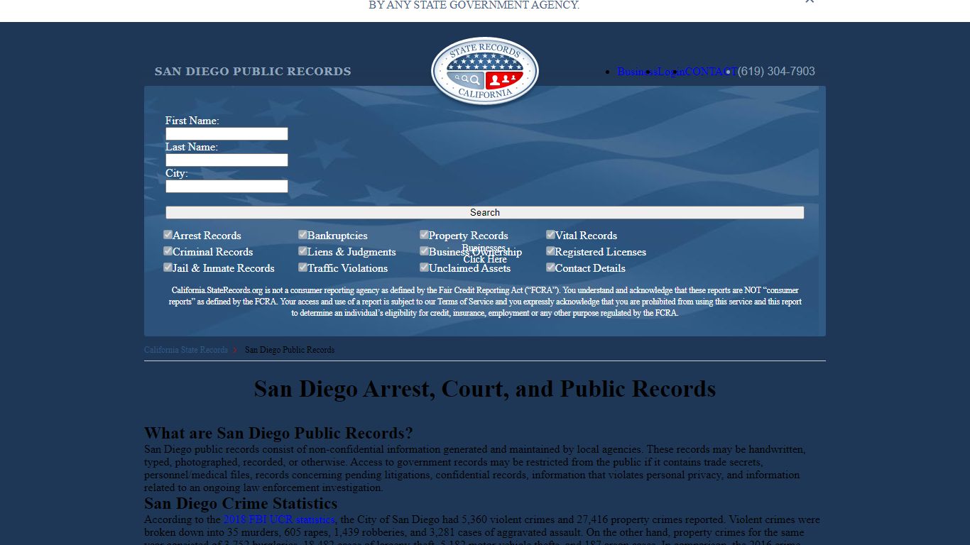 San Diego Arrest and Public Records - StateRecords.org